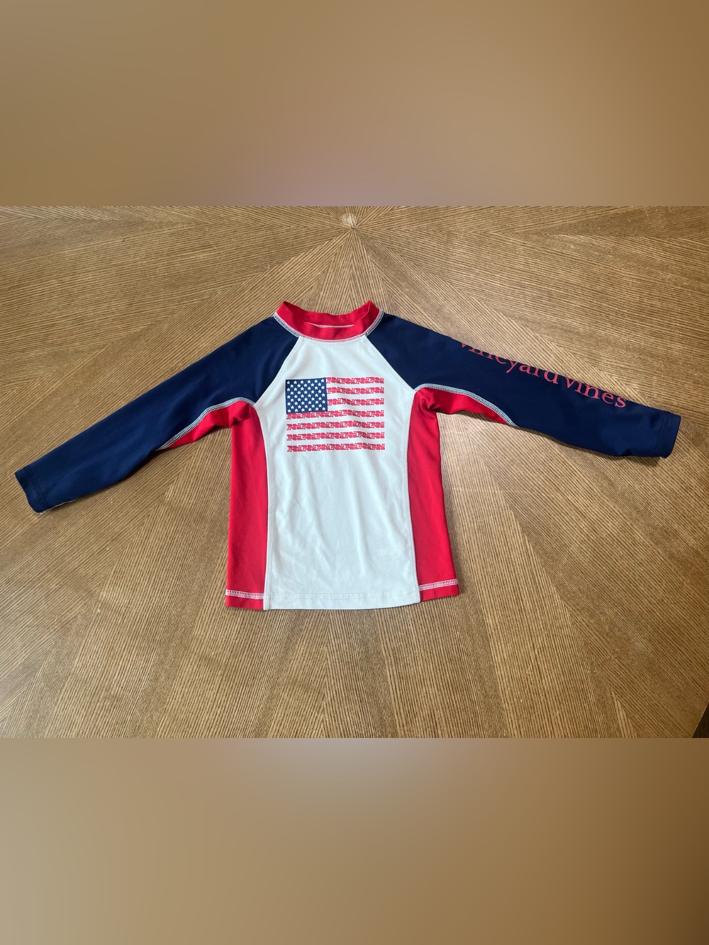 Vineyard Vines USA flag toddler swim top/rashgaurd size 3T